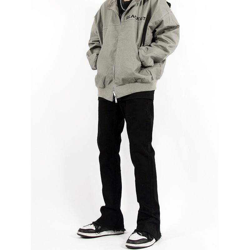 Nordmann European American Style Frayed Hem Jeans For Men, Spring And Autumn Design, Slightly Flared Casual Pants, High Street_mkmklike.com