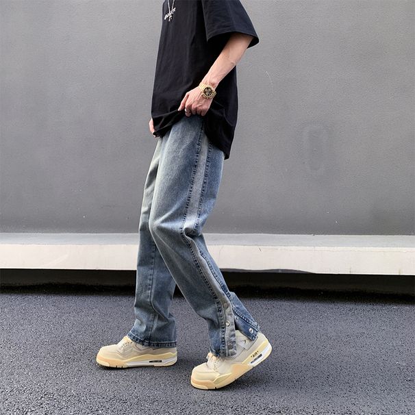 Nordmann American Retro Patchwork Jeans Men Straight Loose Vibe Style Autumn Winter Trendy Brand Versatile Cool Casual Pants_mkmklike.com