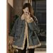 Chicco Japanese Retro Denim For Women 2025 New Autumn Feel Lamb Wool Casual Winter Cotton Jacket With Spandex_mkmklike.com