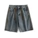 2025 Summer Denim Shorts Men's Loose Straight Five-point Pants Trendy Brand Ins Korean Version Trendy Versatile Casual Pants_mkmklike.com
