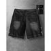 Laike Men's Denim Shorts American Street Style Rhinestone Casual Mid-Length Five Point Washed Non-Stretch Summer Pants_mkmklike.com