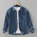 Retro Denim Long Sleeved Shirt For Men, Fashionable And Versatile, Artistic And Casual Loose Top_mkmklike.com