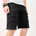 Men's Clothing High Street New Straight Shorts Trendy Patch Raw Edge Shorts Loose Casual Jeans_mkmklike.com
