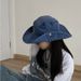 Hot Sale Simple Women Summer Breathable Retro Washed Denim Bucket Hat Panama Jungle Fishing Hats Novelty Men Beach Cap_mkmklike.com