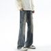 Men's Clothing High Street Zipper Jeans Men And Women Retro Loose Straight Wide Leg Mopping Pants_mkmklike.com
