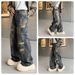 Distressed Denim Jeans For Men - Vintage Washed High Street Wide Leg Baggy Pants With Hand-Painted Details_mkmklike.com
