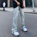 Nordmann European And American Style Retro Washed Jeans Men With Button Design, Niche High Street Flared Slimming Long Pants For_mkmklike.com
