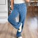 Women's Clothing Autumn And Winter New Casual Denim Trousers Love Hook Flower Washed Straight Jeans Women's_mkmklike.com