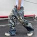 Unisex Loose Casual 3D Printed Jeans Distressed Ripped Optical Illusion Style Men's Denim_mkmklike.com