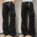 American Style Tie-Dye Multi-Pocket Jeans Men High Street Dirty Fit Slightly Flared Casual Straight Leg Cargo Pants_mkmklike.com