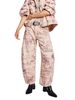 Women's Floral Print Denim Jeans Autumn Winter Wide Leg Cropped mid Waist Y2K Style Loose Fit Jeans_mkmklike.com