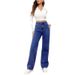 High Waisted plus Size Women's Jeans Light Wash Loose Wide Leg Straight Leg Pants_mkmklike.com