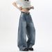 American-style Deconstructed Vintage Washed Bamboo-pattern Jeans For Men, Spring Trendy Brand, Loose Fit, Versatile_mkmklike.com