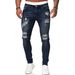 Men's Clothing Men's Slim Fit Denim Pants Ripped White Fashion Small Leg Long Midweight Cotton Jeans_mkmklike.com