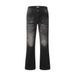 Washed White Denim Flared Long Men's Hippie Back Pocket Ripped Loose Wide-Leg Floor-Length Pants Trendy_mkmklike.com