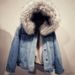 Thickened Fluffy Collar Denim Jacket Women's Short Style Korean Loose Fit Cotton Padded Winter Outerwear Coat_mkmklike.com