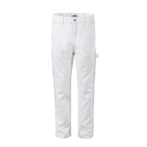 Men's Clothing High Street Washed Hip Hop White Flared Loose Side Whisker Casual Straight Jeans Jeans_mkmklike.com