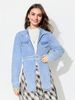 Women's Clothing Fashionable Personalized Lapel Drawstring Statement Denim – Belted Collar Long-Sleeve Shirt In Vintage Wash For Streetwear Edge_mkmklike.com