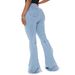 K Women's Fashion High-waisted Versatile Stretch Denim Bell-bottom Pants_mkmklike.com