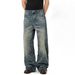Men's Retro Blue Nevada Washed Vintage Style Jeans Loose Straight Leg Casual Wide Leg Trousers_mkmklike.com