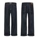 Men's Clothing Washed Contrast Stitching Dark Blue Jeans Versatile Stretch Denim Casual Slim Fit Leather Label Straight_mkmklike.com