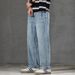 New Spring Jeans Men's Harlan Loose Trendy Brand American Retro Washed Double Craft Medium Waist Large Size Youth_mkmklike.com