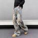 Vintage Washed Distressed Wide-Leg Jeans – 90s Retro Straight Fit Denim Pants For Men (Light Blue)_mkmklike.com