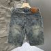 Men's Trendy Washed Jacquard Denim Shorts High Street Style Summer Loose Fit American Retro Cool Five Point Pants_mkmklike.com
