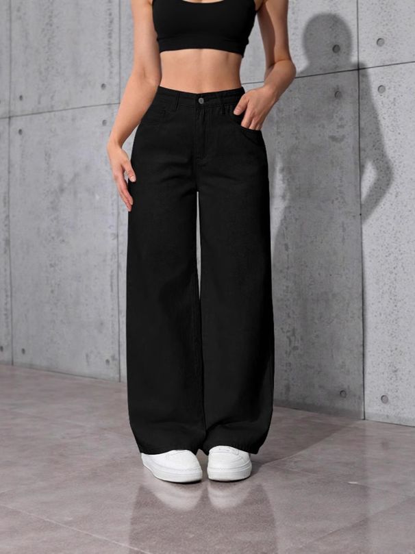 Men's & Women's Loose Fit High Waist Straight Leg Denim Jeans - Classic Streetwear Style (Light Blue, Dark Blue, Black)_mkmklike.com