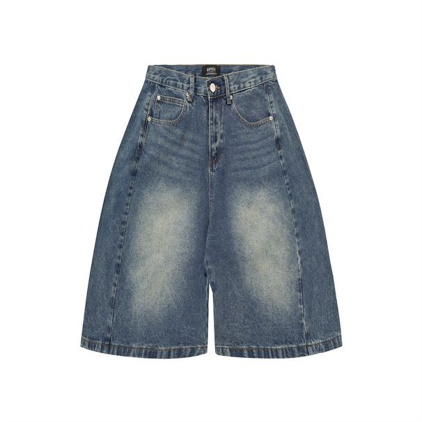 Men's Punk Distressed Denim Shorts – Oversized Washed Cotton Cut-Out Patchwork Cargo Shorts (XS-XL, Vintage Blue)_mkmklike.com