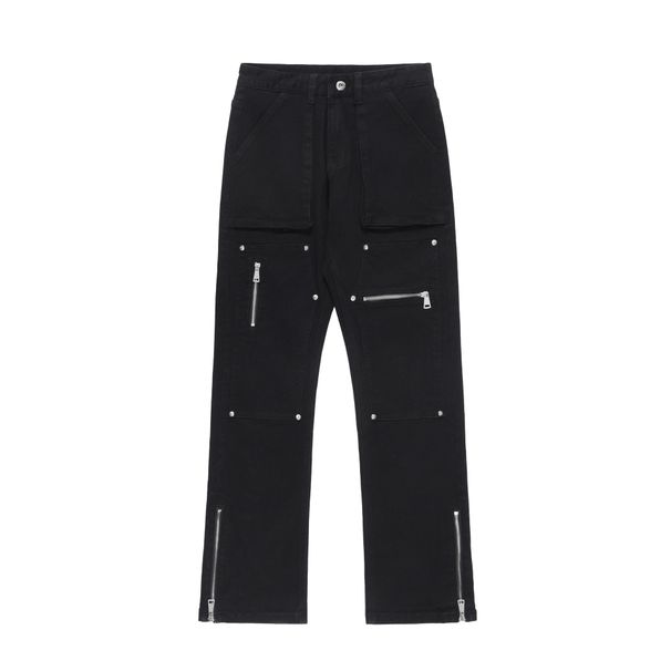 Men's Clothing Pants Niche Design Slightly Flared Lumberjack Functional Pocket Zipper Jeans_mkmklike.com