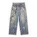 AC Style Graffiti Print Metal Decor Jeans – Unisex Distressed Denim Pants With Patchwork (S-XXXL)_mkmklike.com