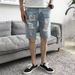Men's Summer Thin Ripped Denim Shorts Loose Straight Leg Five Point Pants Trendy mid Length New Style_mkmklike.com