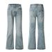 Men's Clothing 11KN retro blue brand micro flared washed jeans for men and women autumn and winter design simple loose_mkmklike.com