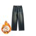 Pure ACU Men's Clothing|Trendy American High Street Fleece-Lined Jeans For Men, Straight-Leg, Slightly Flared, High-End Feel,_mkmklike.com