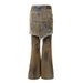 Men's Clothing Wasteland Style Old Dirty Splicing Fake Two Piece Skirt Jeans Destroyed Holes Slightly Flared Beggar Spring And Summer Trend_mkmklike.com