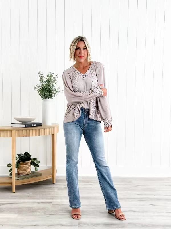 Women's High Waist Stretch Flare Jeans - Vintage Denim Bootcut Pants With Comfort Fit (Multiple Colors & Lengths)_mkmklike.com