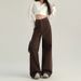 Coffee Colored High-Waisted Wide Leg Jeans for Women Slimming Casual Loose Straight Leg Trousers Trendy Versatile New Style_mkmklike.com