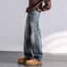Autumn New Jeans Men's Fit Straight Tube Loose Trendy Brand American Washed Middle Waist Youth American Retro Double Craft_mkmklike.com