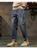 BOY Autumn Winter Jeans Trendy Brand Retro 2024 New Loose Straight Harem Casual Long Fleece Lined Men's Pants_mkmklike.com