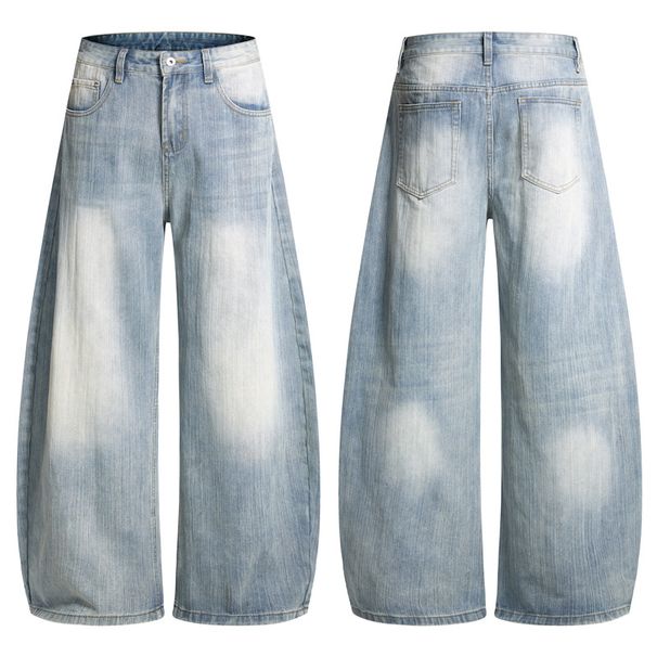 Men's Distressed Loose Fit Jeans – Vintage Washed Cotton Carpenter Pants With Asymmetrical Cut (S-2XL, Black/Indigo Blue)_mkmklike.com