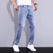 BOY 2025 Men's Light Color Jeans Summer Thin Casual Long Stretch Mid-Waist Straight Business Slim Fit Tapered Pants_mkmklike.com