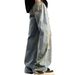 Ripped Jeans Men's American Retro Trendy Brand Wide-leg Washed Old Pants Summer Loose Straight Slightly Pulled Trousers_mkmklike.com