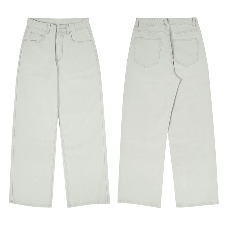 Men's Clothing & Archer0603 & Spring Retro Stonewash Simple Versatile White Jeans Unisex Loose Straight Leg Pants_mkmklike.com