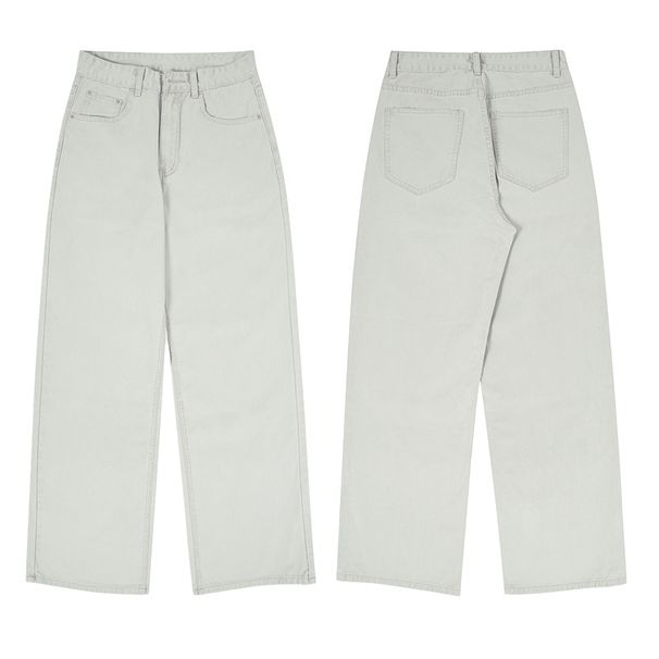 Men's Clothing & Archer0603 & Spring Retro Stonewash Simple Versatile White Jeans Unisex Loose Straight Leg Pants_mkmklike.com