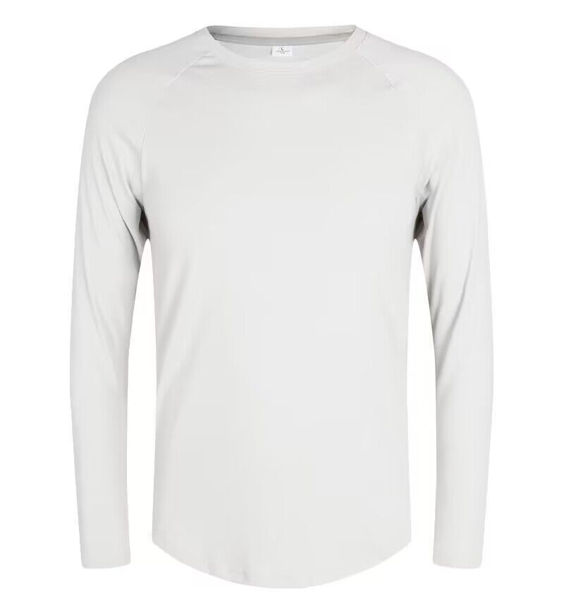 Men's Clothing Long-Sleeved Sports T-Shirt Cotton Training Suit Casual Thin Top Running Fitness Bottom_mkmklike.com