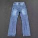 Lightning Wave Ice Blue Washed Denim Jeans For Men - Straight Leg With Subtle Flare, Heavyweight Distressed Vintage Style_mkmklike.com