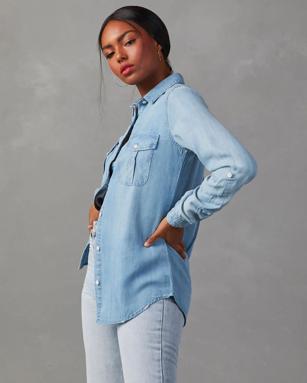 Women's Clothing Denim Shirt Autumn Casual Lapel Single Breasted Women's Long Sleeved Denim_mkmklike.com