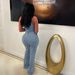 K Slanted Shoulder Tight Waist Slim Fit Elastic Denim Jumpsuit Jumpsuit Flared Pants_mkmklike.com
