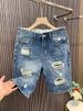 Men's Slim Fit Ripped Denim Shorts Casual Versatile Lightweight Trendy Five Point Pants Straight Leg mid Length Summer 2025_mkmklike.com